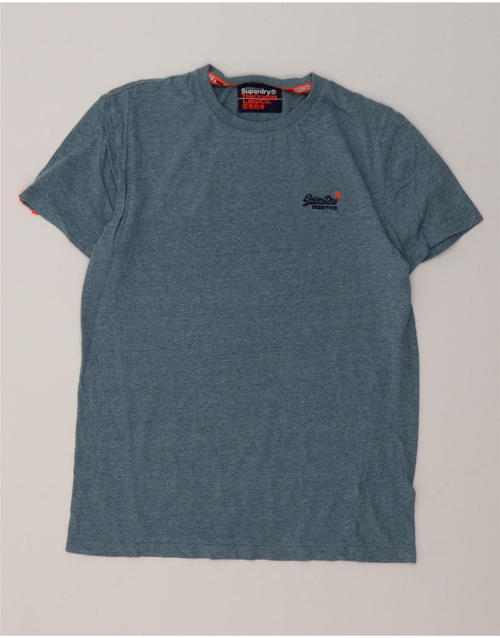SUPERDRY Męski T-shirt Top Mały Niebieski Bawełniany