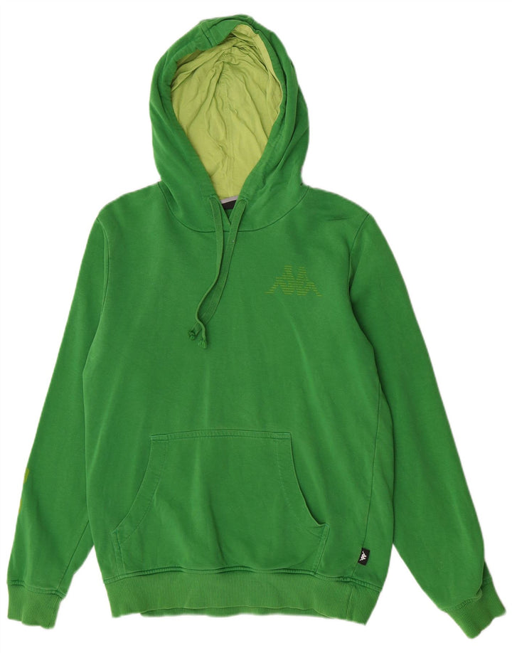 Męski sweter z kapturem Kappa z grafiką, średnio zielony, bawełniany