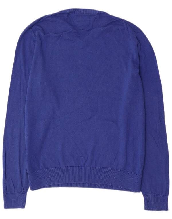 Męski sweter Tommy Hilfiger z dekoltem w kształcie litery V, XL, niebieski, bawełniany
