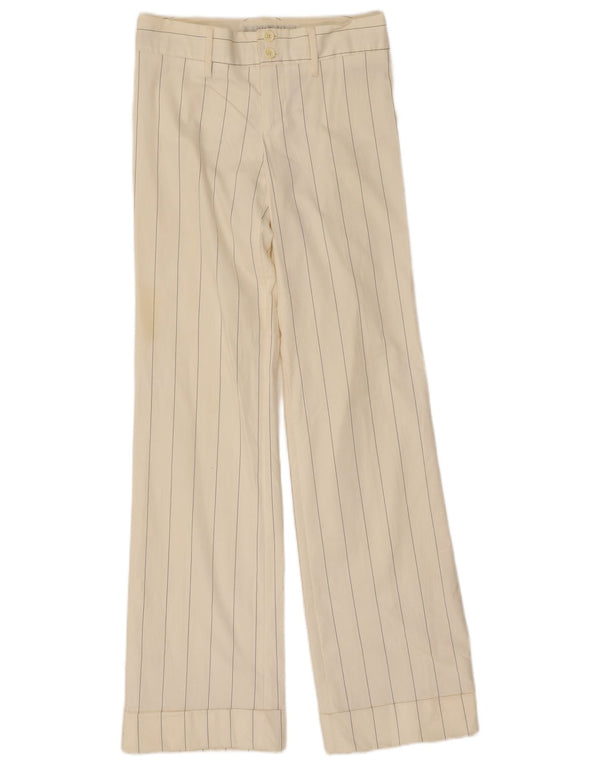 Spodnie damskie Zara Bootcut EU 36 XS W26 L32 Białe bawełniane paski