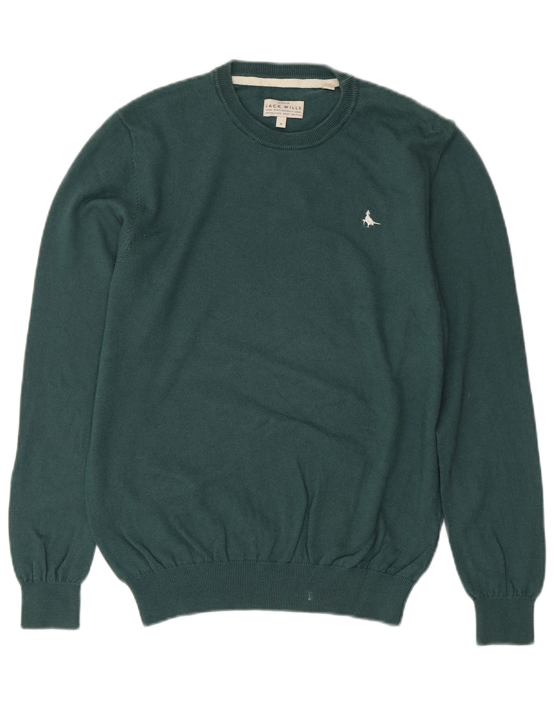 JACK WILLS Męski sweter z okrągłym dekoltem, średniej wielkości bawełna w kolorze zielonym
