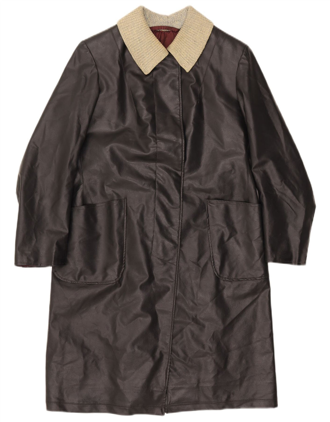 Damski płaszcz skórzany VINTAGE UK 12 w kolorze średniej czerni