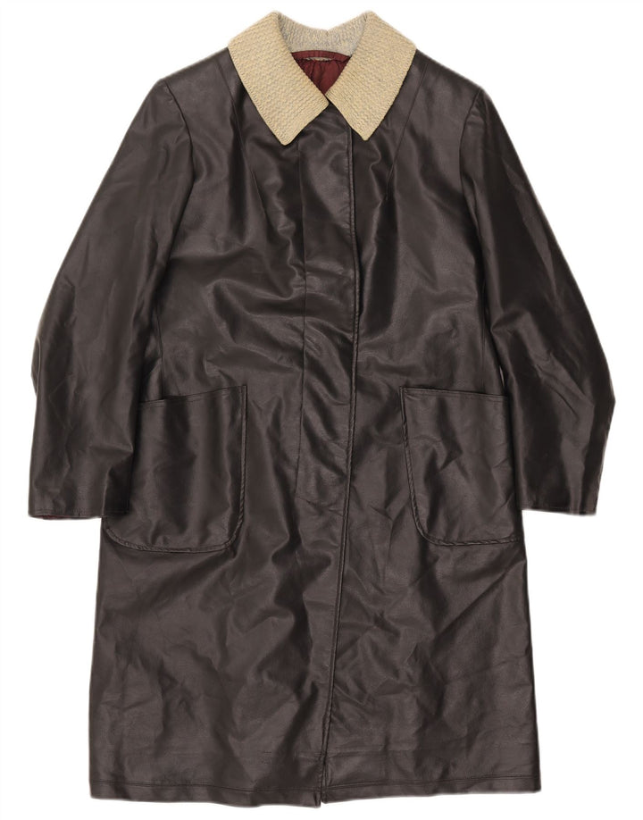 Damski płaszcz skórzany VINTAGE UK 12 w kolorze średniej czerni