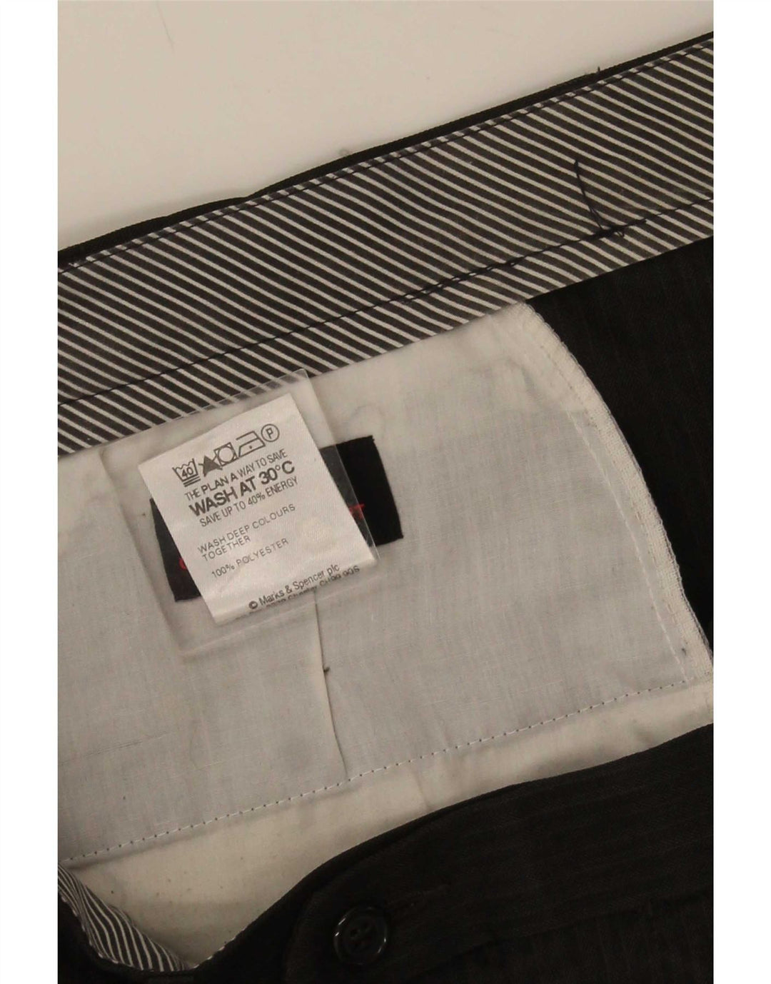 Marks & Spencer Męskie spodnie garniturowe W36 L29 Brązowy poliester w prążki