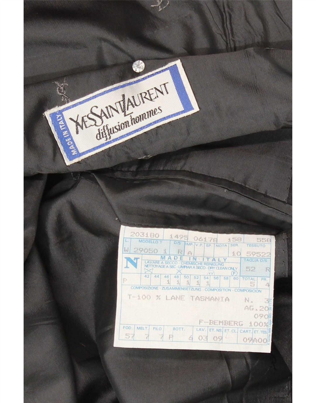 Męska marynarka dwurzędowa Yves Saint Laurent IT 52 XL Szara wełna