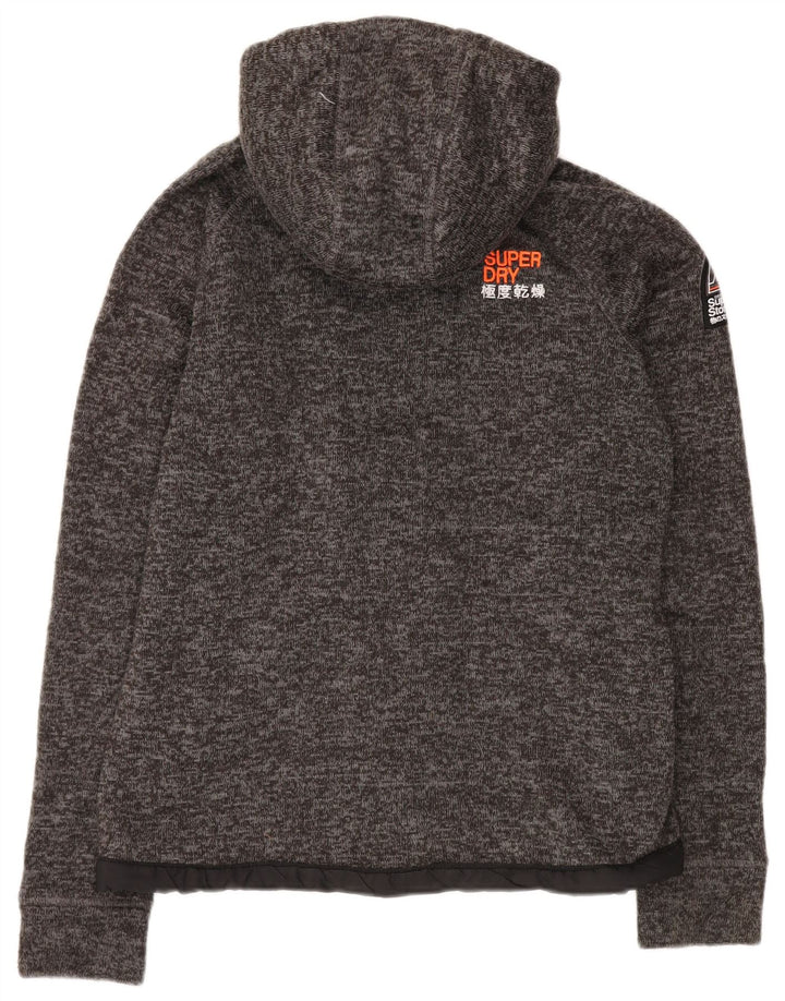 Damski sweter z kapturem i zamkiem SUPERDRY UK 14, średni szary, nakrapiany poliester