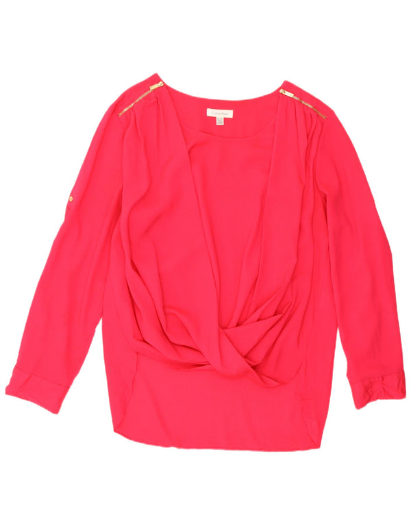 Damska bluzka z długim rękawem Calvin Klein, UK 18 XL, różowy poliester