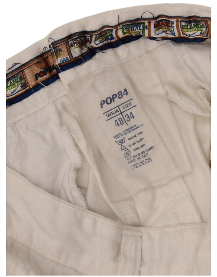 Męskie proste spodnie chino POP 84 IT 48 Medium W34 L34 Biała bawełna