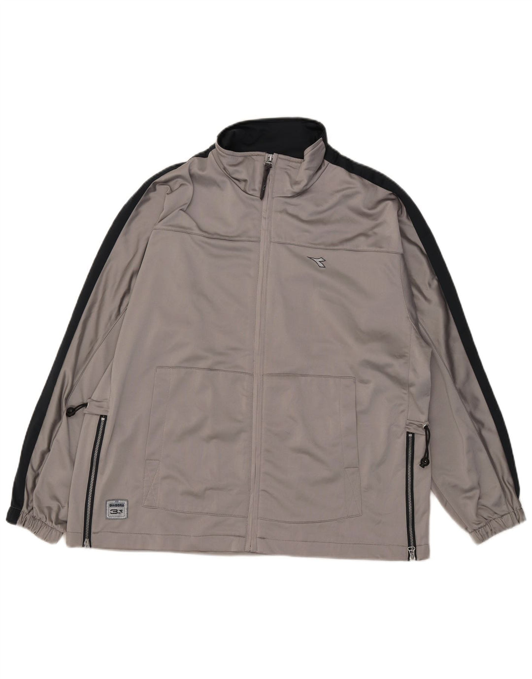 Damska bluza dresowa typu oversize Diadora UK 14, duża, szara, z blokami kolorów
