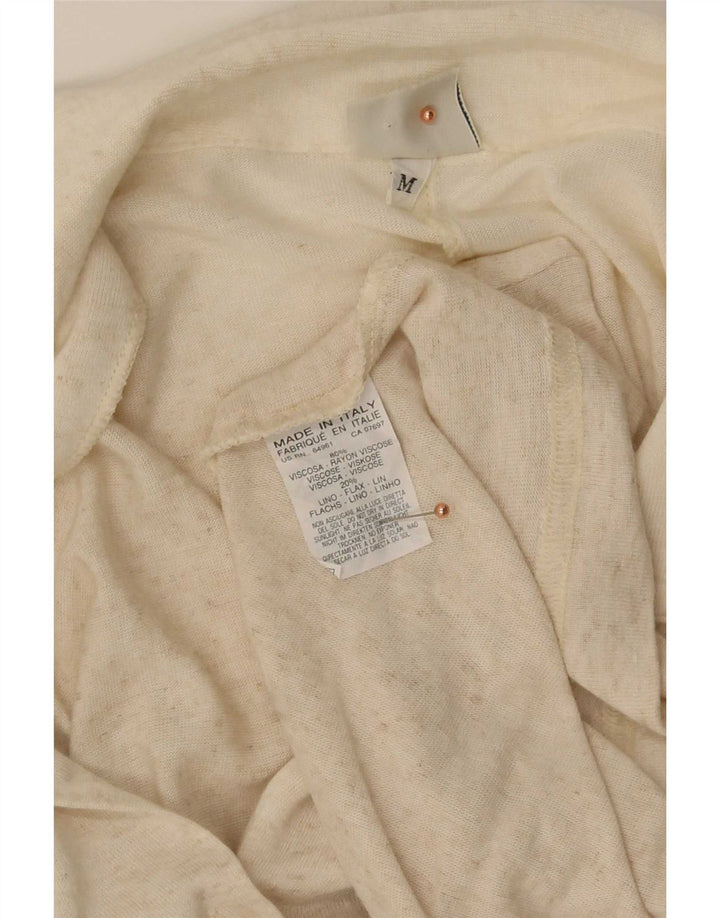 Damski sweter rozpinany Benetton Longline UK 14 średni beż nakrapiany