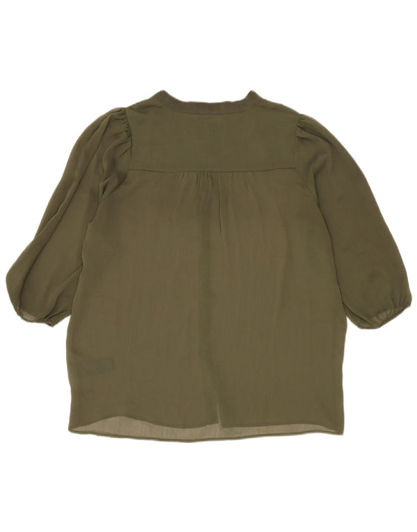 Marks & Spencer Damska prześwitująca bluzka koszulowa UK 14, duża, khaki