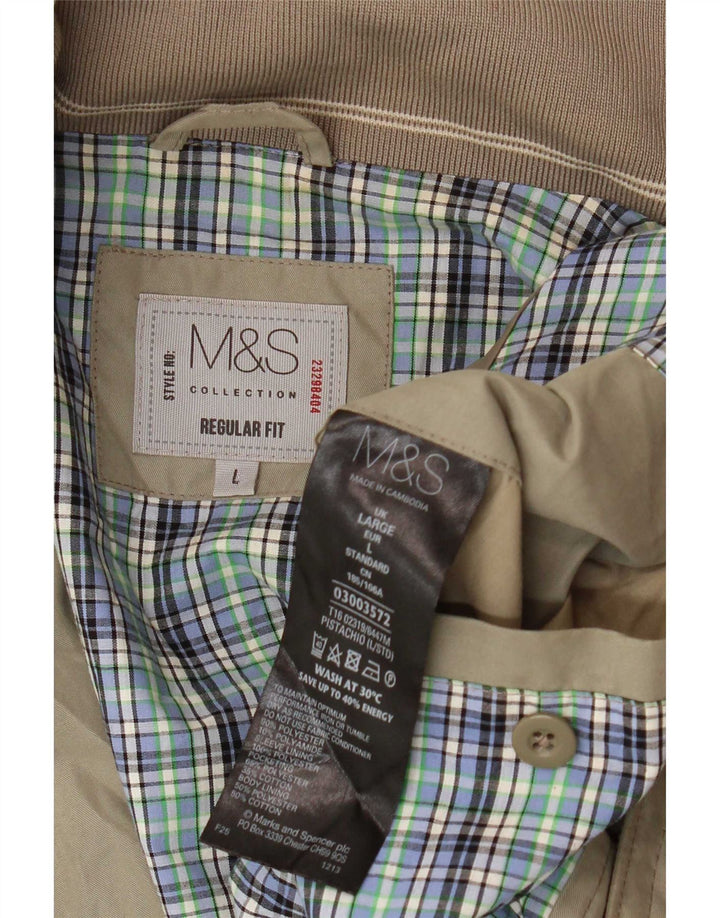 Męska kurtka bomber Marks & Spencer o regularnym kroju UK 40, duża, beżowa, poliester