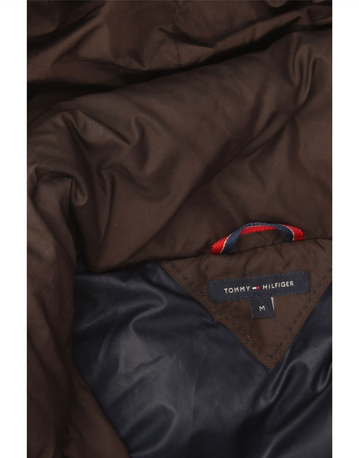 Damski ocieplany płaszcz z kapturem Tommy Hilfiger UK 14, średni brązowy poliester