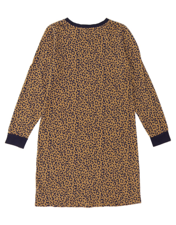 BODEN Womens Long Sleeve Jumper Dress UK 10 Small  Brown Animal Print
