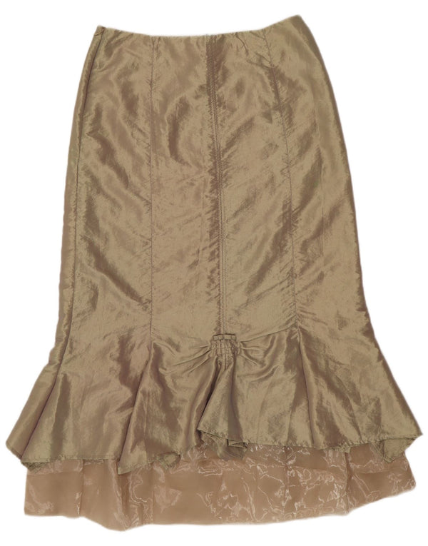 Damska spódnica maxi SASHA US 12, duża, W32, złoty nylon