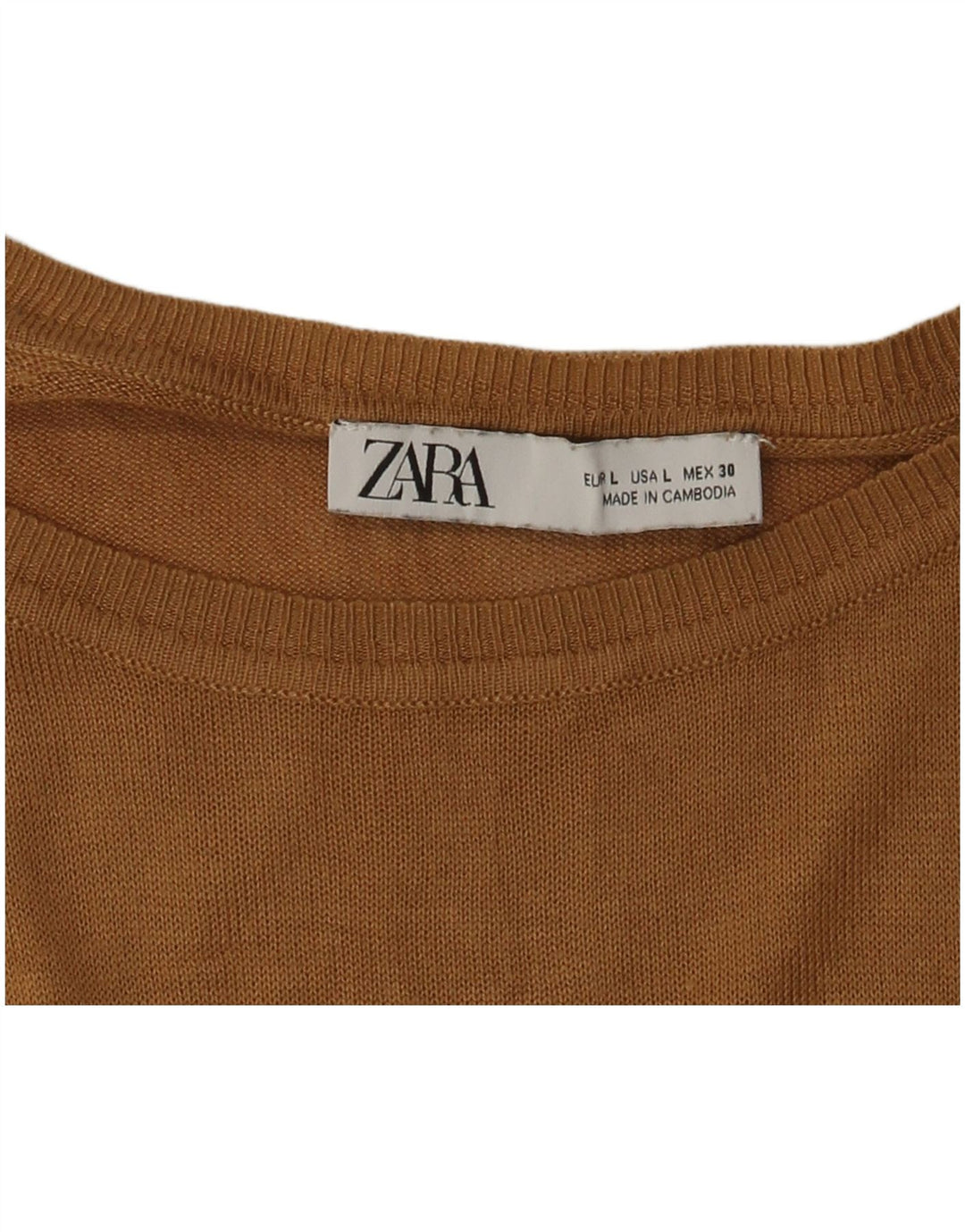 Damski sweter oversize ZARA z dekoltem w łódkę UK 16, duży brązowy