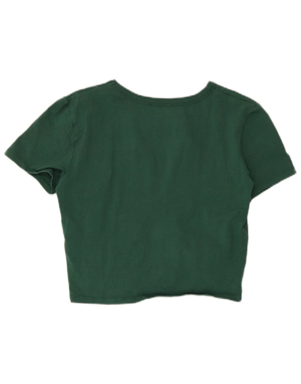 Damski krótki t-shirt Zara UK 14, duży, zielony, bawełniany