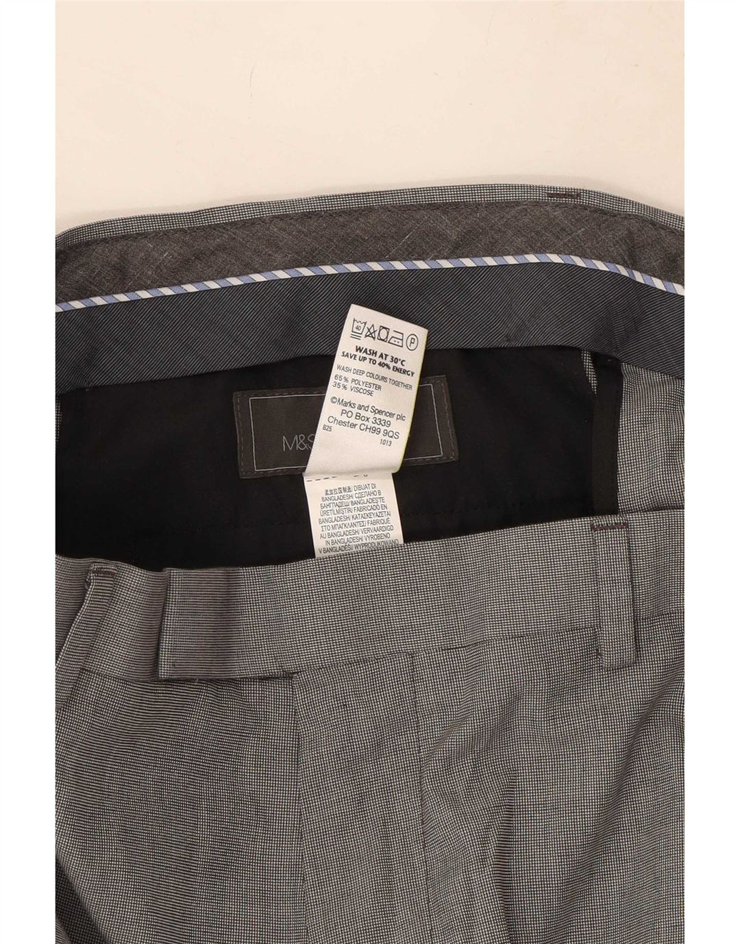 Męskie spodnie codzienne Marks & Spencer o dopasowanym kroju W34 L33 Szary poliester