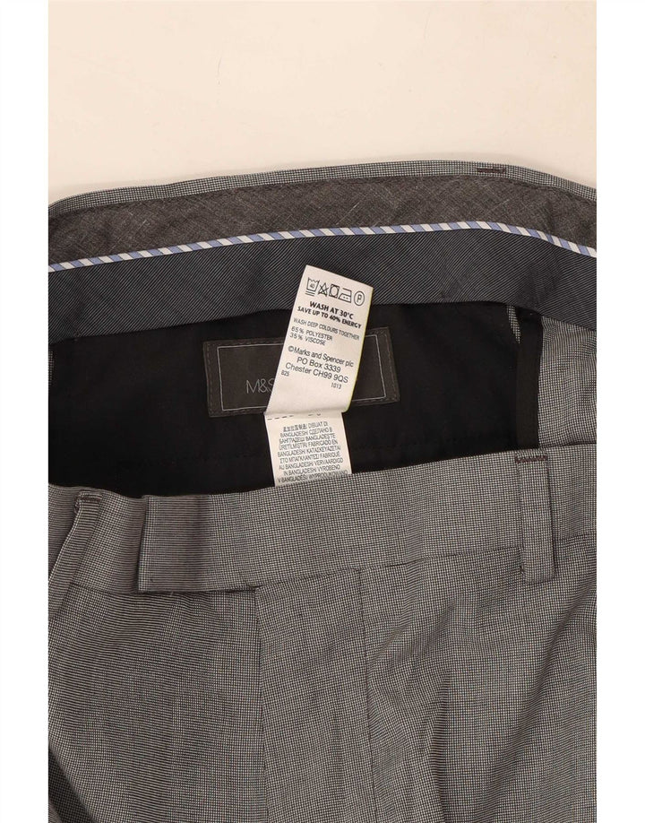 Męskie spodnie codzienne Marks & Spencer o dopasowanym kroju W34 L33 Szary poliester