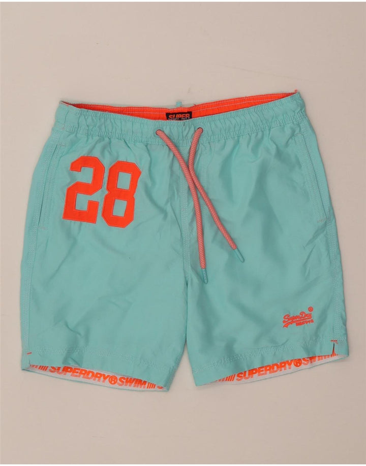 Męskie spodenki kąpielowe Superdry z grafiką, średni niebieski, poliester
