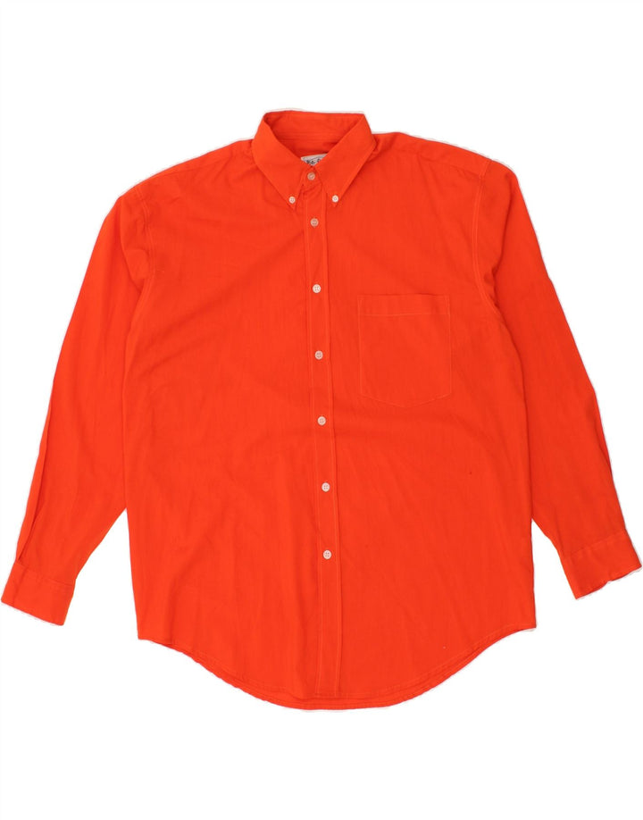 VINTAGE Mens Shirt Large Orange Polyester Vintage Vintage and Second-Hand Vintage from Messina Hembry 