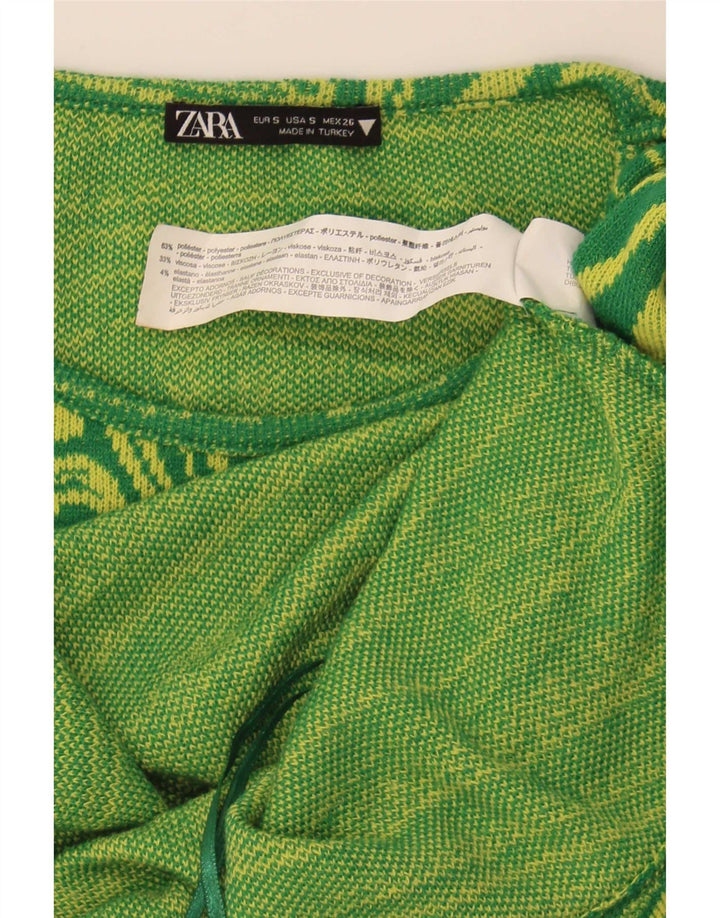 Damska obcisła sukienka Zara z abstrakcyjnym wzorem i wycięciem UK 8 Small Green
