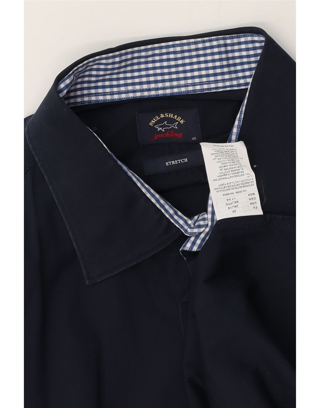 PAUL & SHARK Mens Shirt Size 45 XL Navy Blue Cotton