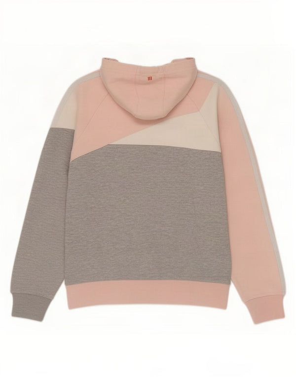 Damska bluza z kapturem Adidas UK 12 Średnia szara bawełna z blokami kolorów