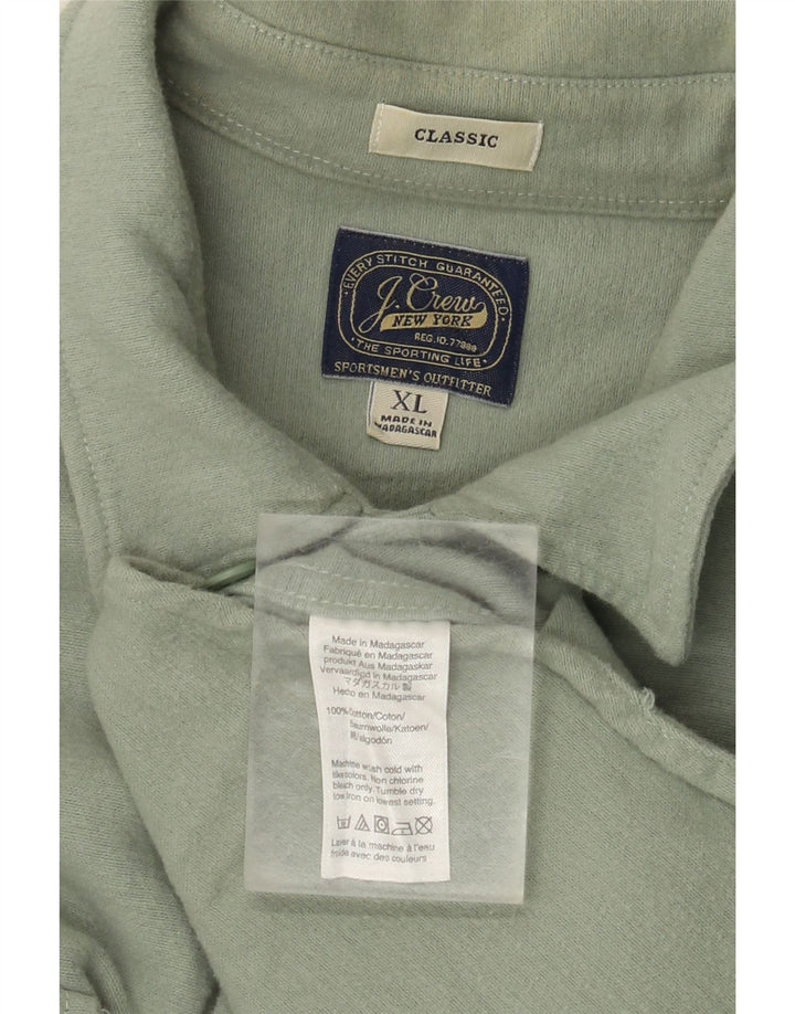 J. CREW Męska klasyczna koszula flanelowa XL, zielona bawełna