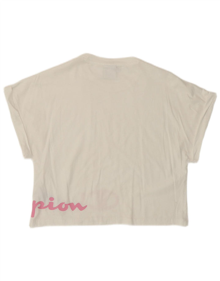 Dziewczęca koszulka Champion z krótkim rękawem i grafiką, 13-14 lat XL, biała bawełna