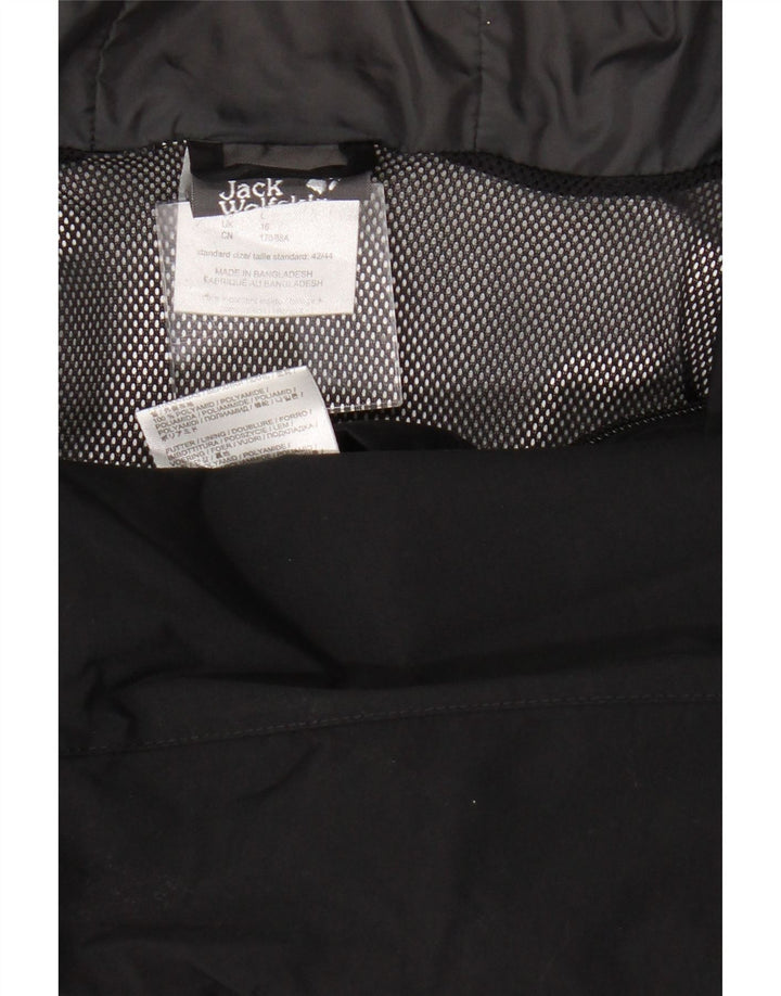 Damska kurtka przeciwdeszczowa z kapturem Jack Wolfskin UK 16, duża, czarna, poliamidowa