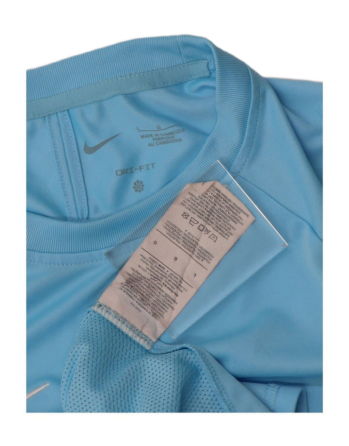Męski T-shirt NIKE Dri Fit, duży, niebieski, poliestrowy blok kolorów
