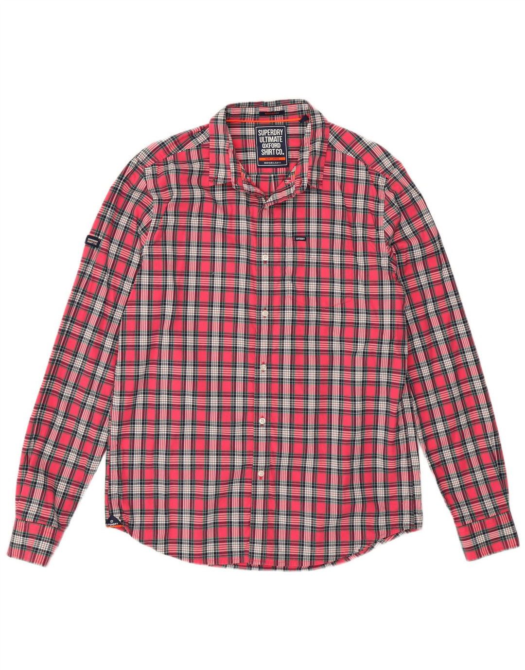 SUPERDRY Męska koszula flanelowa o regularnym kroju, duża, bawełniana w różową kratkę