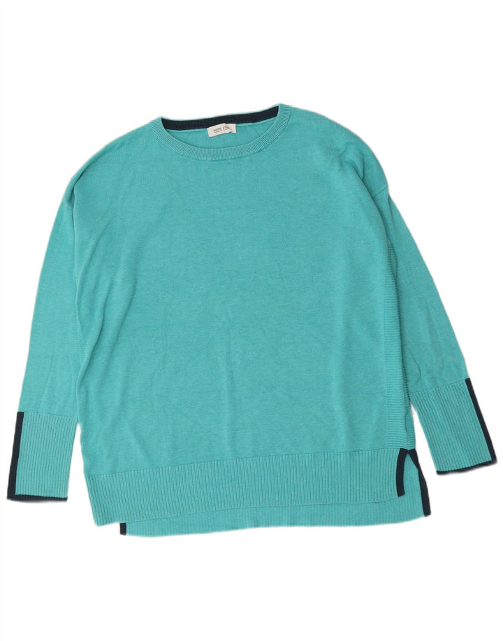 Damski sweter oversize White Stuff z dekoltem w łódkę, UK 16, duży, turkusowy