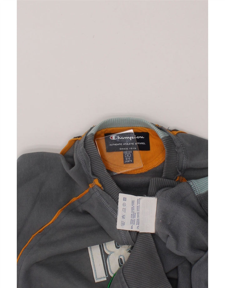 CHAMPION Boys Graphic Sweatshirt Jumper 9-10 Years Medium  Grey Cotton Vintage Champion and Second-Hand Champion from Messina Hembry 