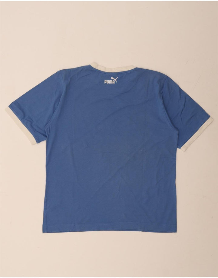 Męski T-shirt z grafiką Puma, duży, niebieski, bawełniany