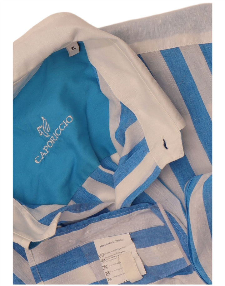 Koszula męska Caporiccio XL, lniana w niebieskie paski
