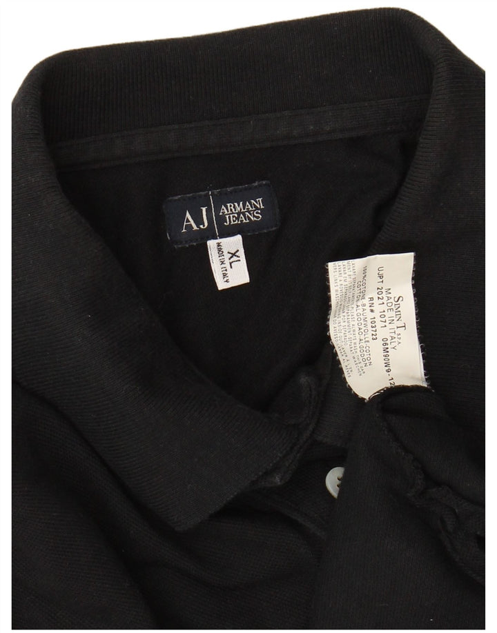ARMANI JEANS Męska koszulka polo XL, czarna, bawełniana