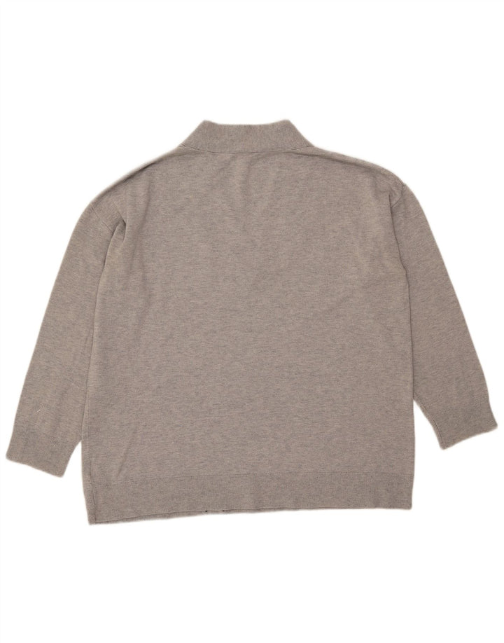 Damski sweter Gap Oversize z dekoltem w kształcie litery V, UK 16, duży, szary, nakrapiany