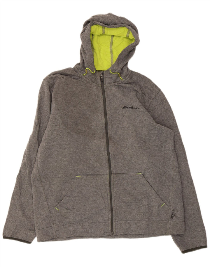 Męski sweter zapinany na zamek EDDIE BAUER, duży, szary poliester