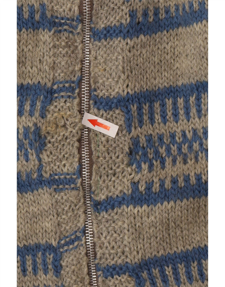 Vintage męski sweter rozpinany, duże szare paski