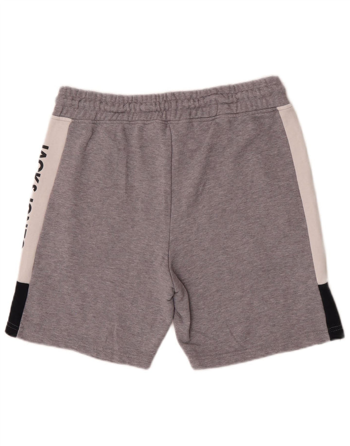 Męskie spodenki sportowe Jack & Jones z grafiką, średnioszare, bawełniane z blokami kolorów
