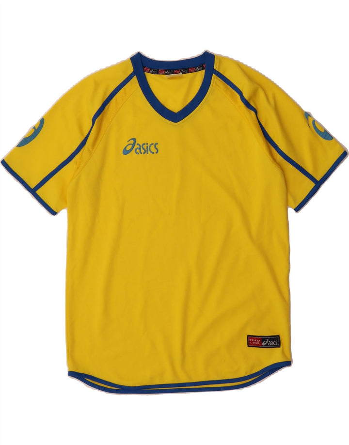 ASICS Boys Graphic T-Shirt Top 13-14 Years Yellow Polyester Vintage Asics and Second-Hand Asics from Messina Hembry 