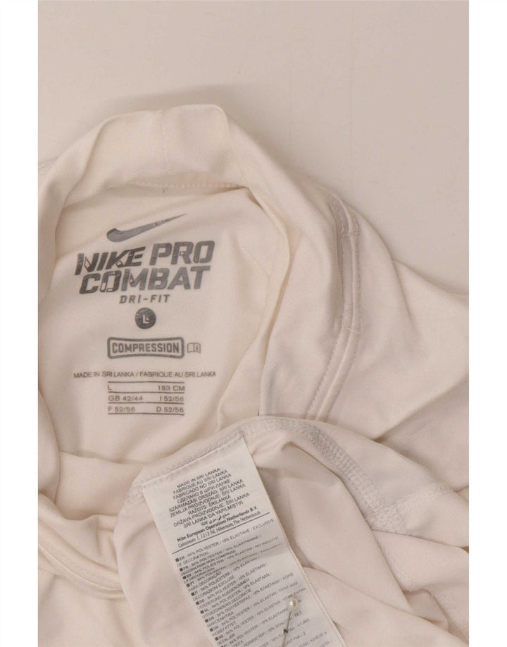 Męska koszulka kompresyjna Nike z długim rękawem, UK 42/44, duża, biała, poliestrowa, sportowa