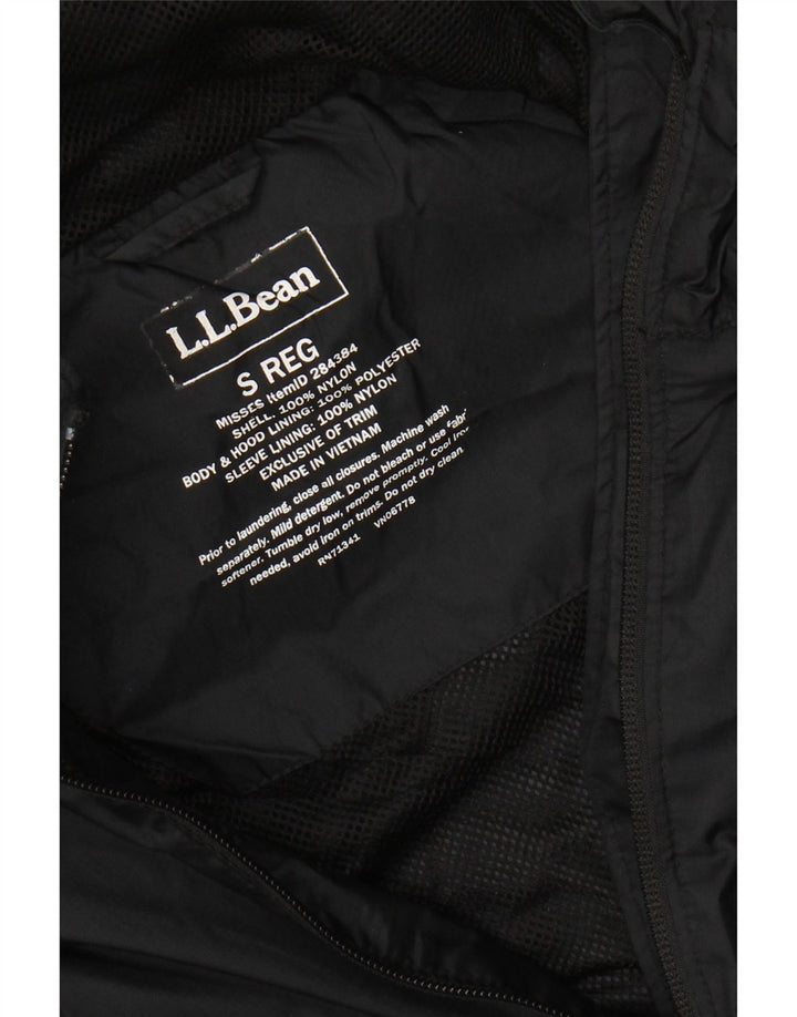 L.L.BEAN Damska, obszerna kurtka przeciwdeszczowa z kapturem UK 10, mała, czarna nylonowa