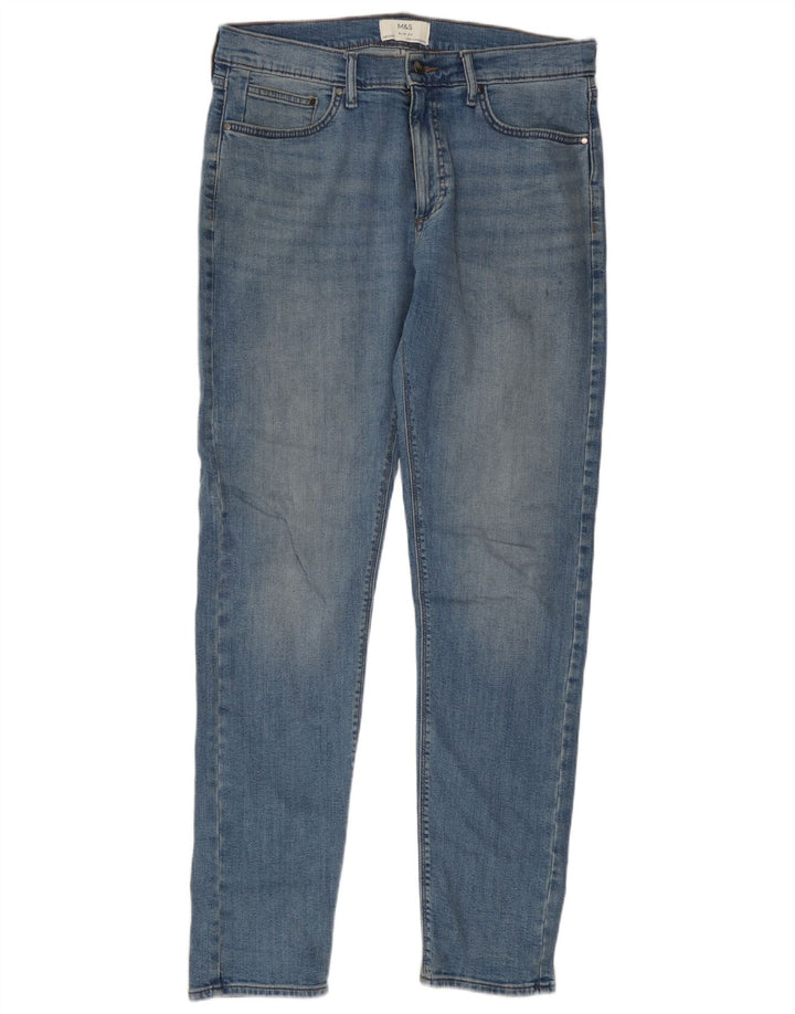 Marks & Spencer Męskie jeansy slim W34 L33 Niebieskie bawełniane