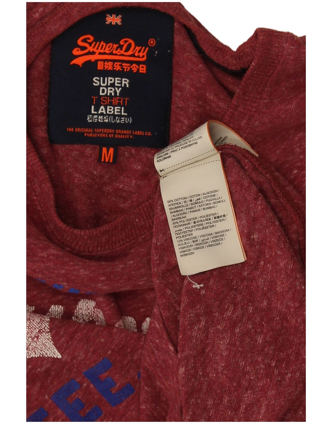 Męski T-shirt z grafiką Superdry, bawełniany, w kolorze średniej czerwonej plamki