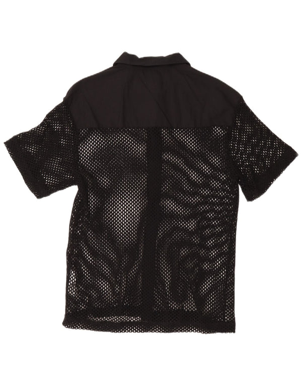 Męska koszula z krótkim rękawem Zara, średnia czarna, bawełniana