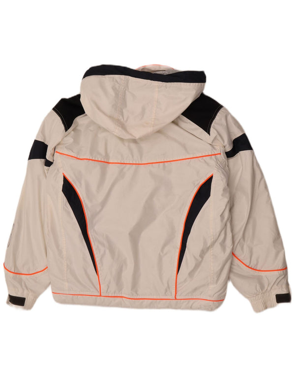 Męska kurtka narciarska z kapturem Pyramid UK 36 Small White Colorblock Nylon