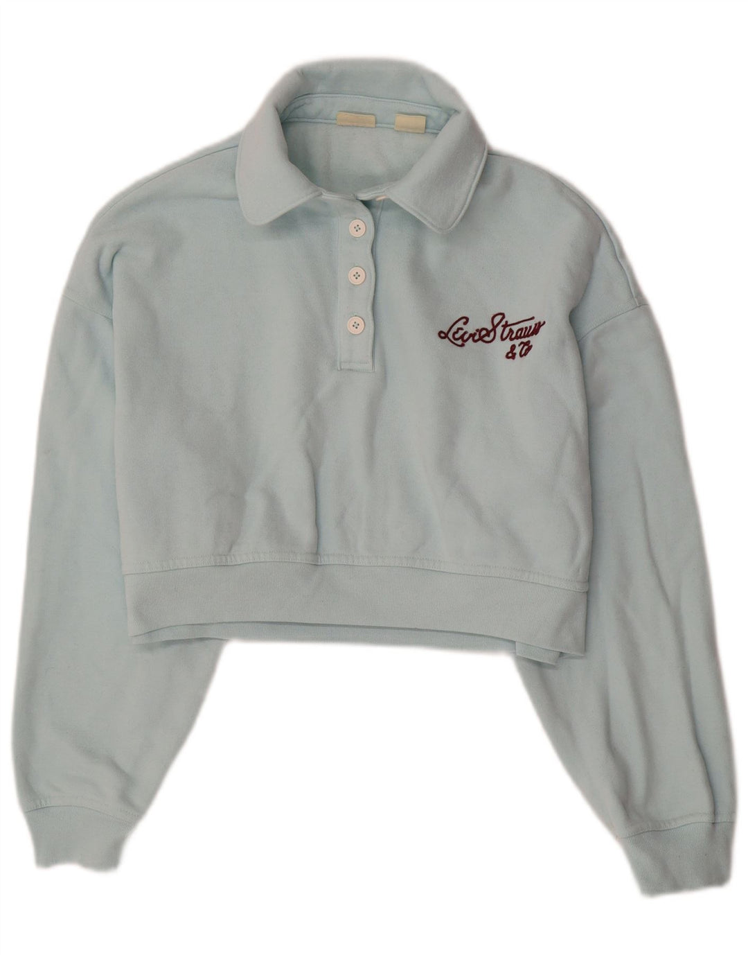 Damska bluza oversize LEVI'S Crop Polo z dekoltem w kształcie litery U, UK 6 XS, niebieska